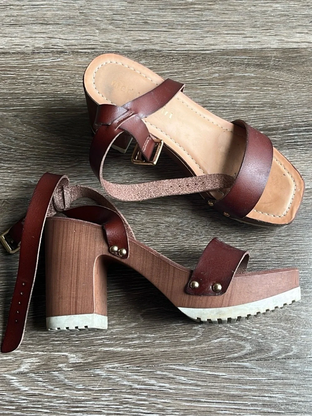 Madden Girl Brown Wood-Block Platform Sandals